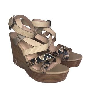 Aldo Wrapped Snake Skin Wedge Sandal Sz 7.5 EUC